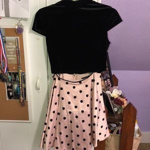 Two Piece Polka Dot Formal Dress